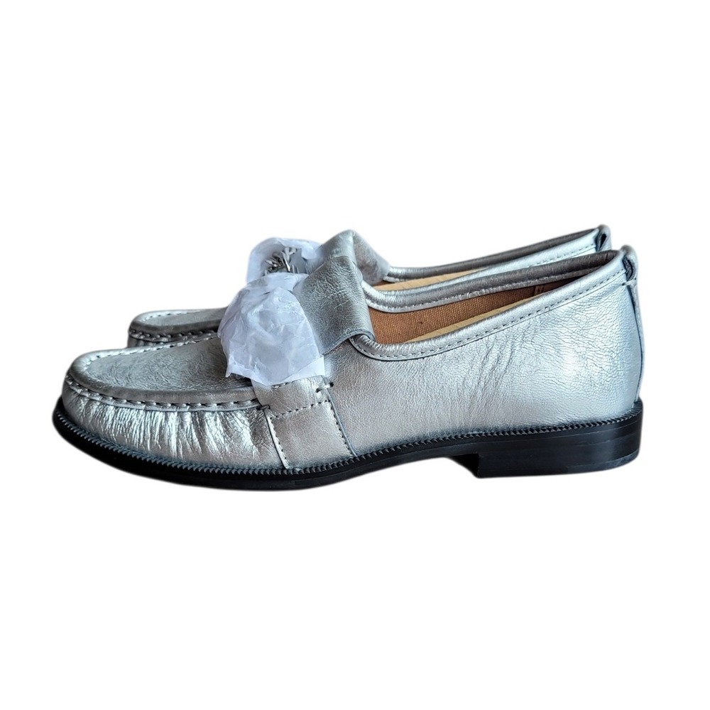 DONALD PLINER 6 Silver Antique Metallic Lissi Loafer Women